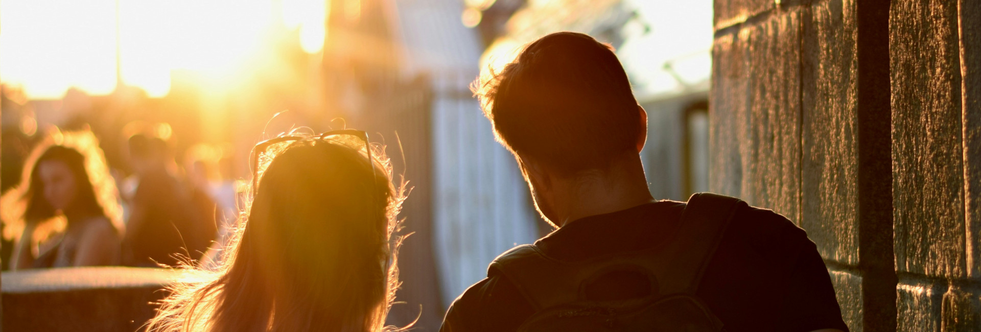 Romantic walk couple