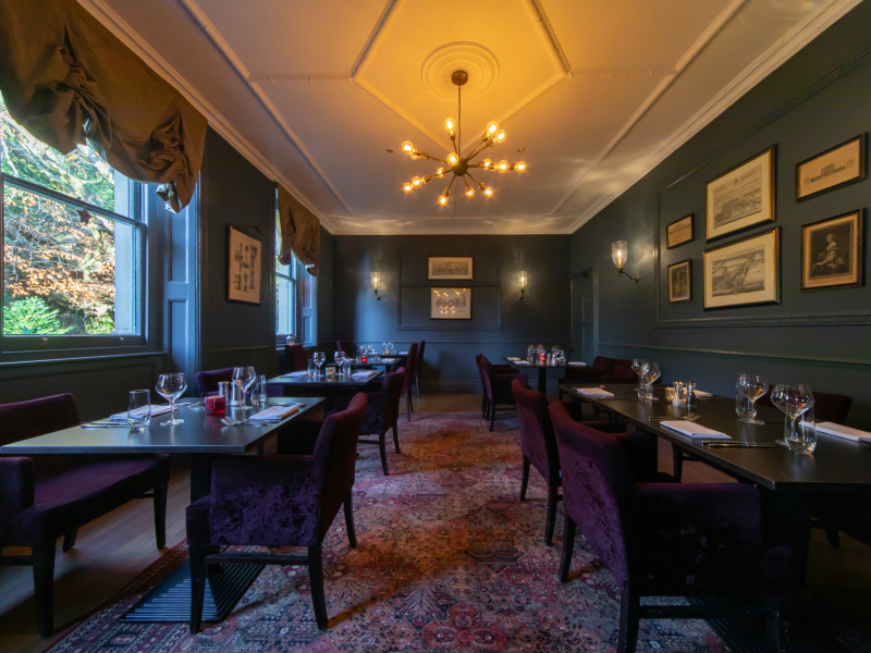 Bar with garden views