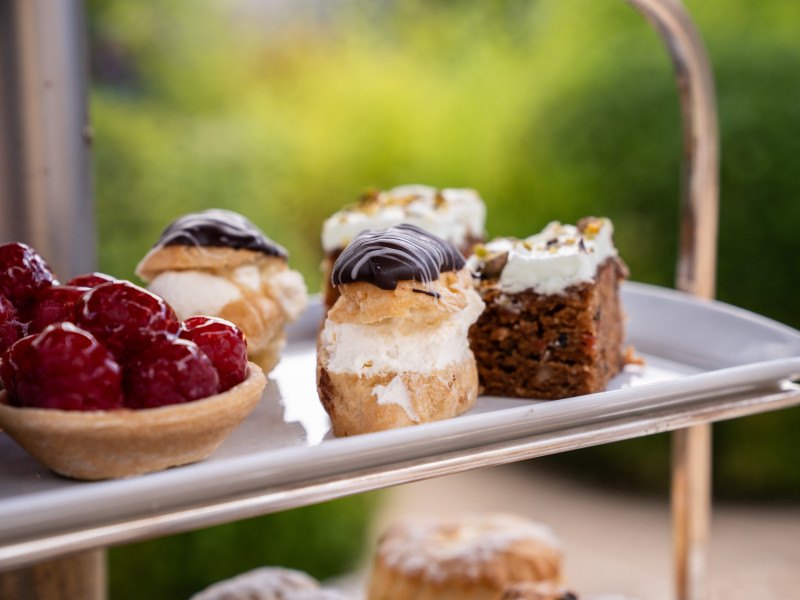 Bar with garden views
