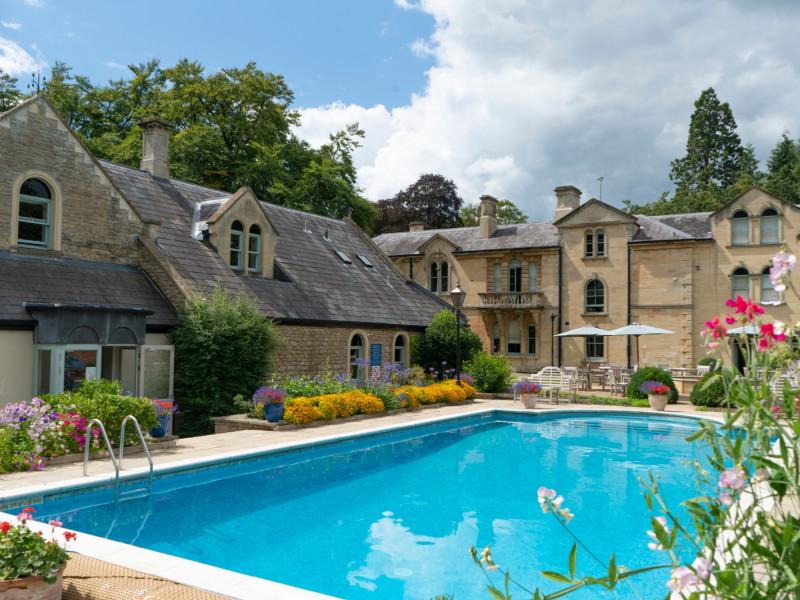 Bar with garden views