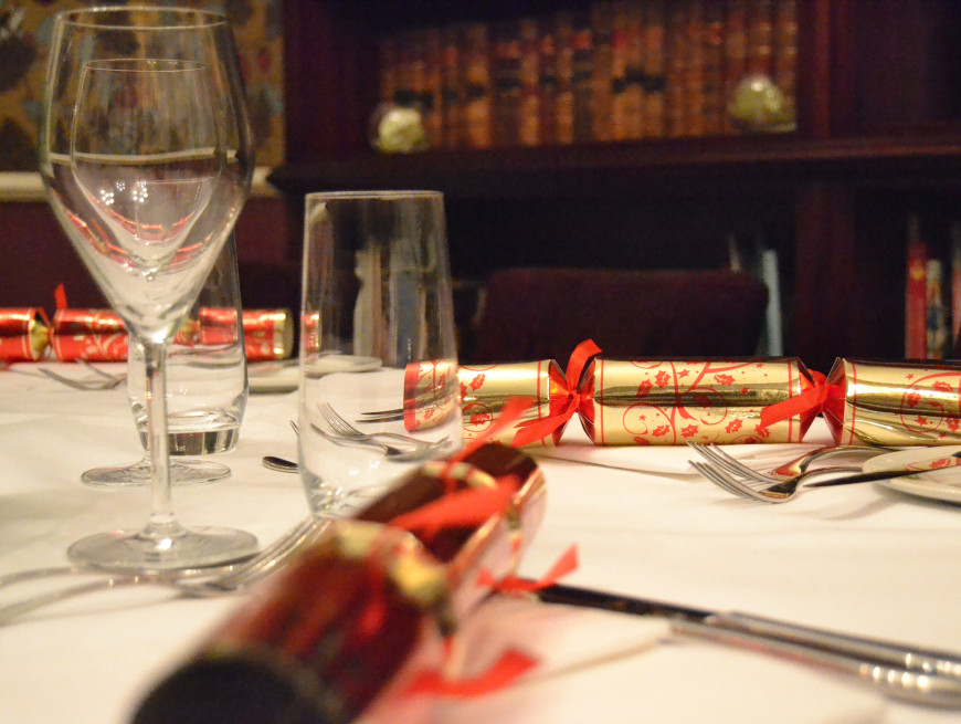 Christmas table with crackers
