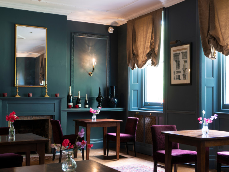 Bar with garden views