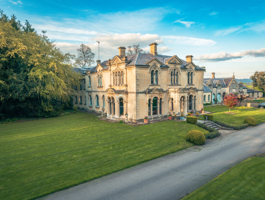 Bedroom with balcony and pool view