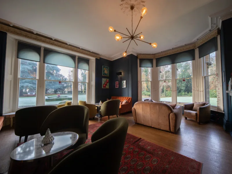 Bar with garden views